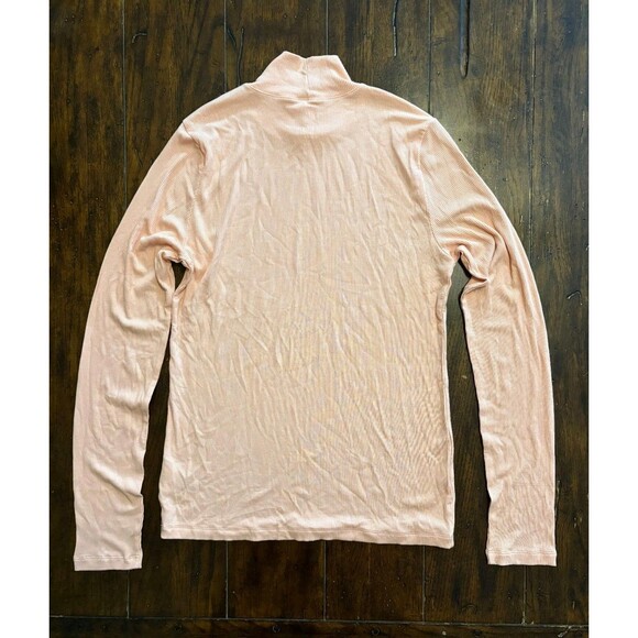 American Eagle Soft Sexy Ribbed Mock Neck Top Medium Peach Shirt Long Sleeve - Picture 1 of 10
